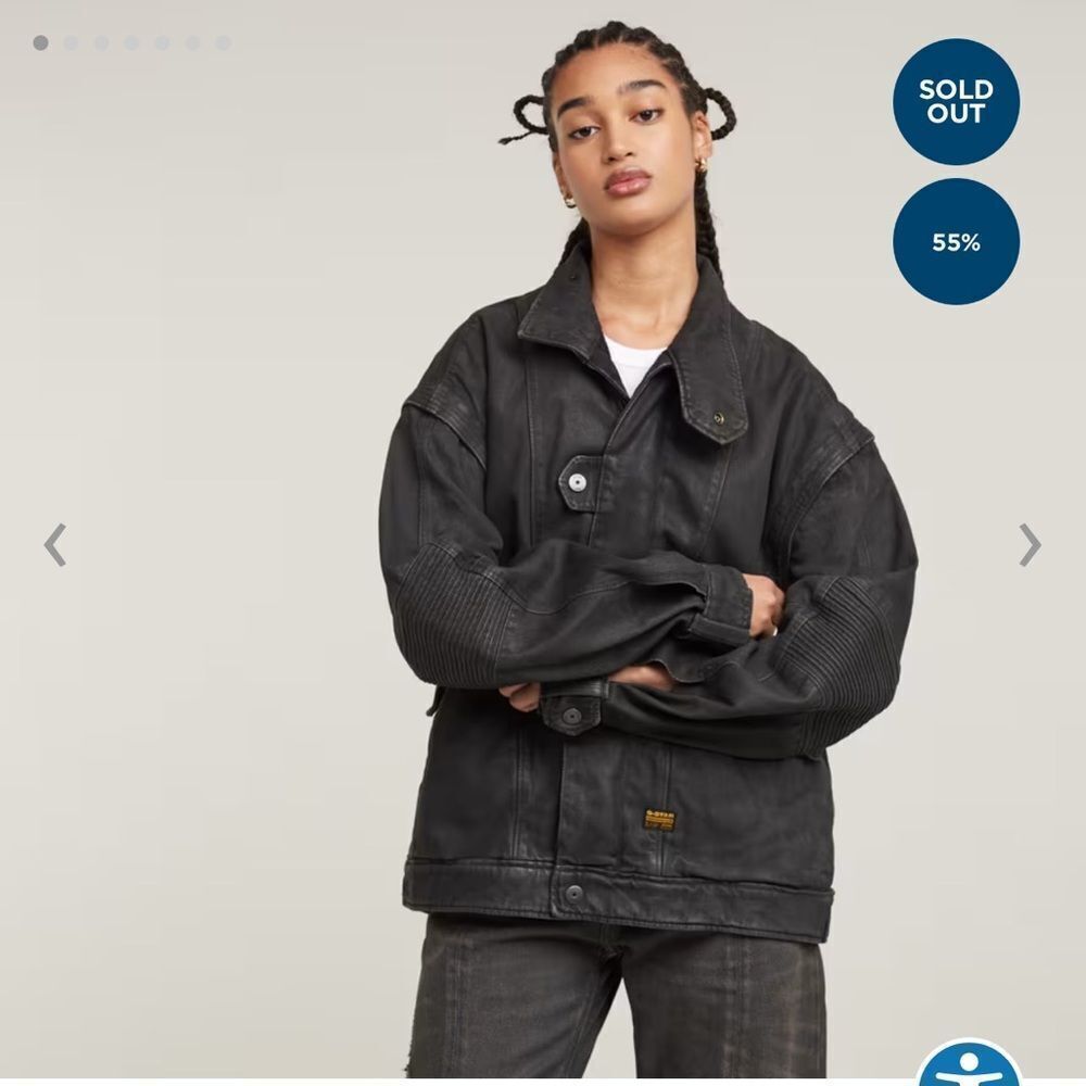 G Star Raw Utility Biker Jacket Black Coated NWT XXS OVERSIZED
